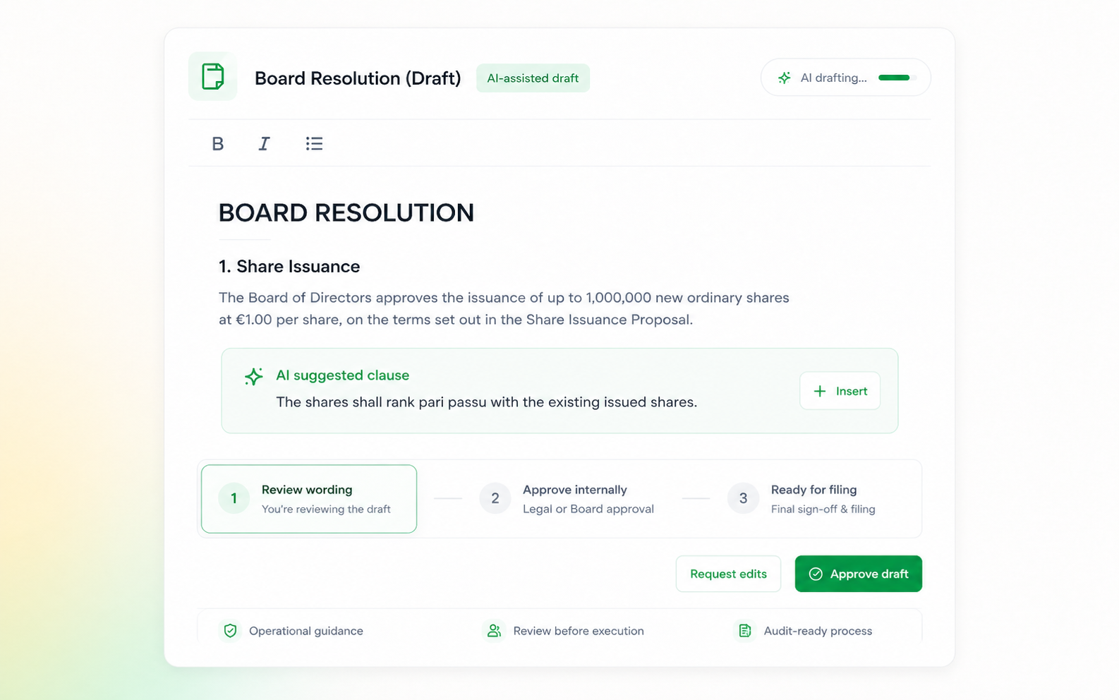 Human review and approval drafting pipeline