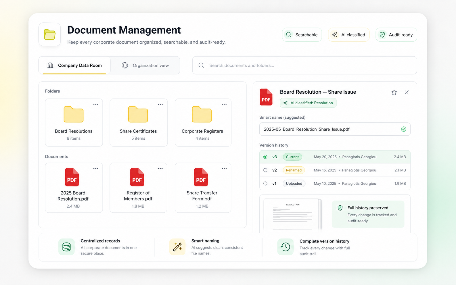 Document management dashboard hero