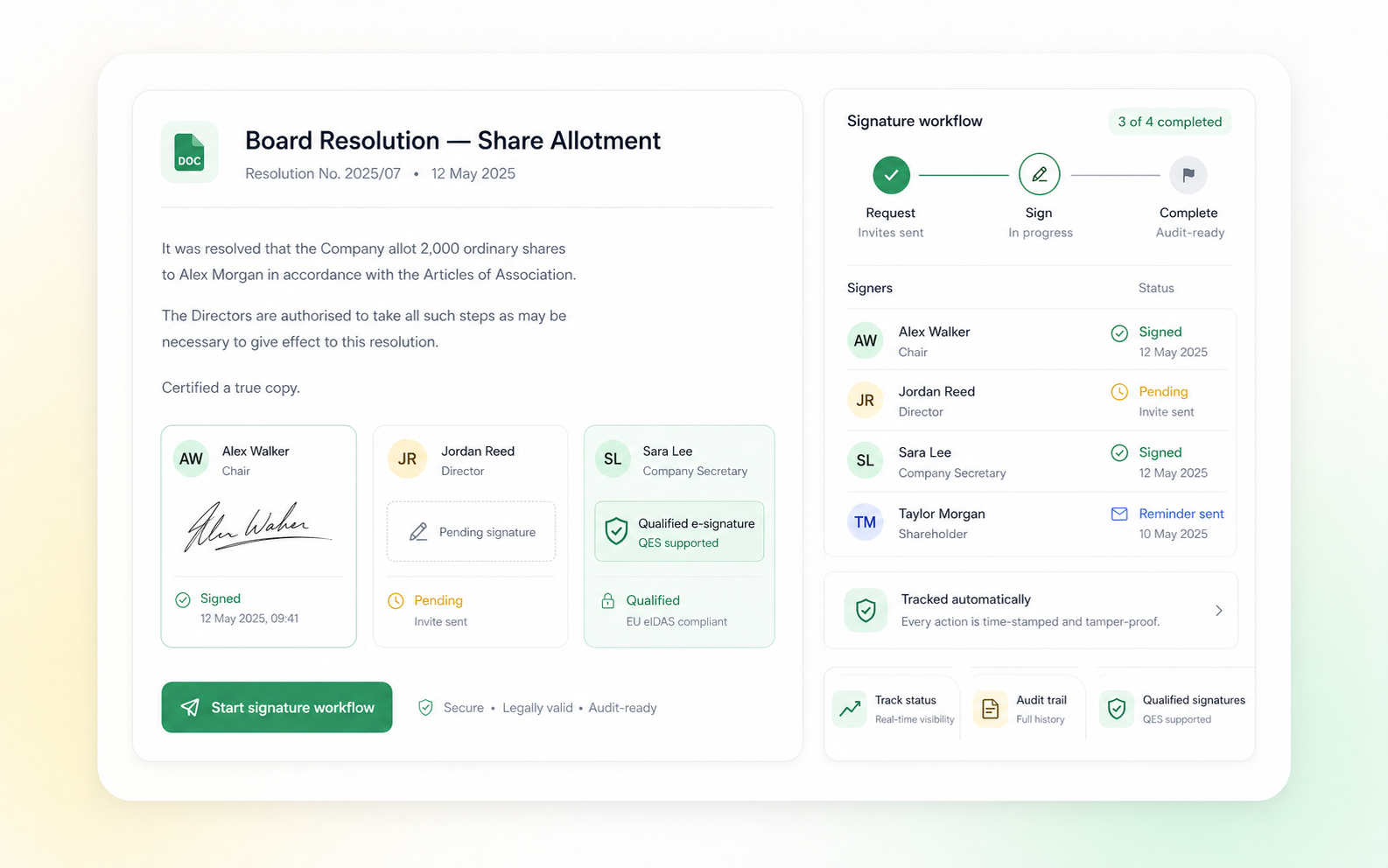 Electronic signatures workspace hero