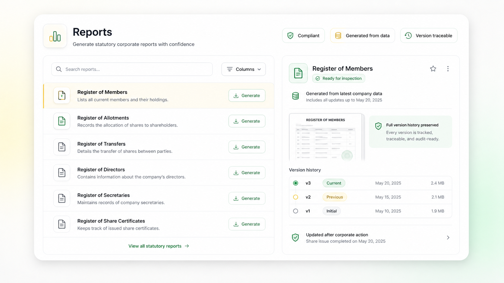 Reports dashboard hero